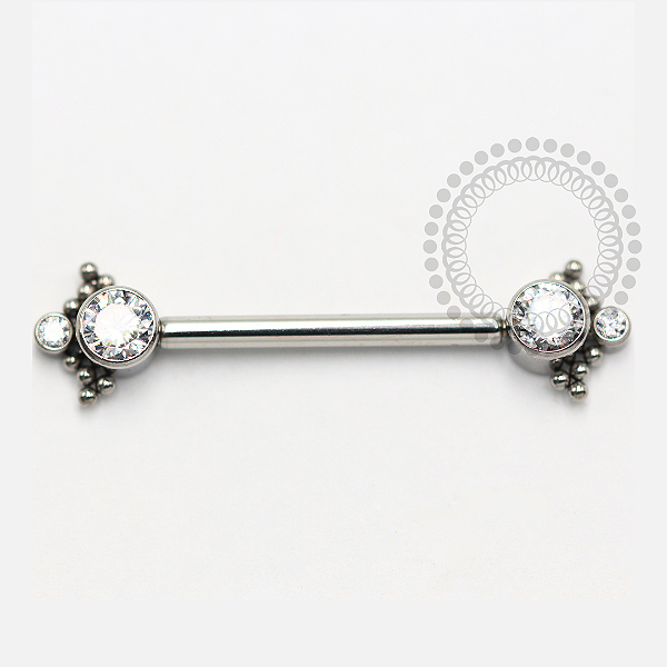 PB139 Nipple Indiano CZ Push Pin Aço 316L