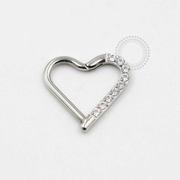 PB21 Coração Daith Cravejado CZ Aço 316L
