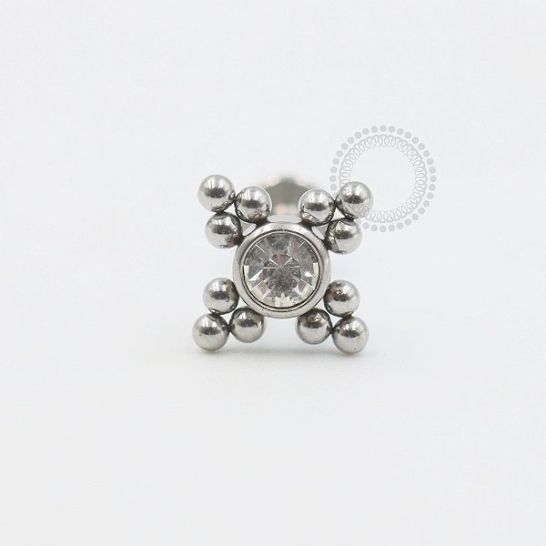 PB75 Labret Zirconia Com Esferas Aço 316L