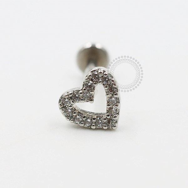 PB89 Labret Coração Cravejado Aço 316L