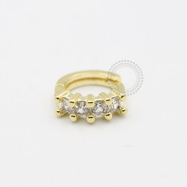 AR07 Argola Clicker 4 CZ  Banho Ouro