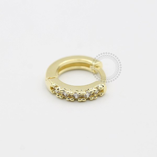 AR10 Argola Click 5 CZ Banho Ouro