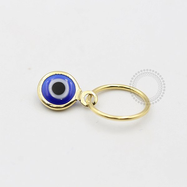 AR34 Argola Torção Pingente Olho Grego  Banho Ouro