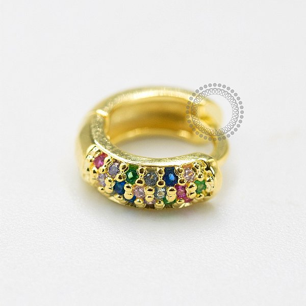 AR59 Segmento Clicker Cravejada Cores Banho Ouro