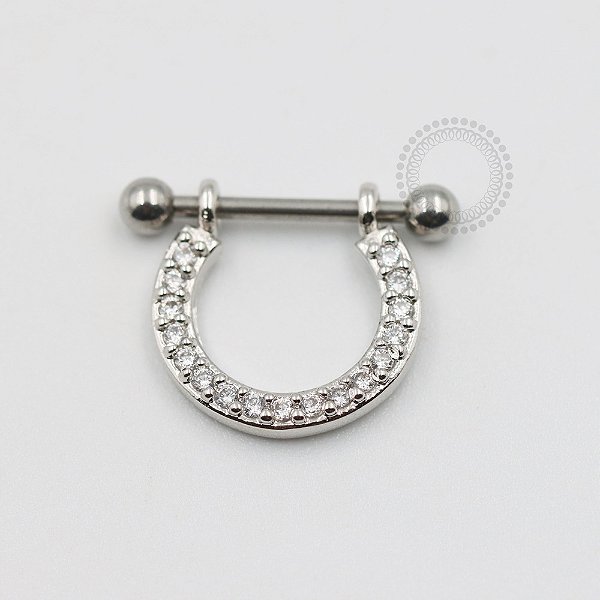 ARA24 Argola Haste Reta CZ Frontal Banho Rodio