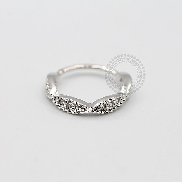 ARA60 Argola Conch Infinito Torção Banho Ródio