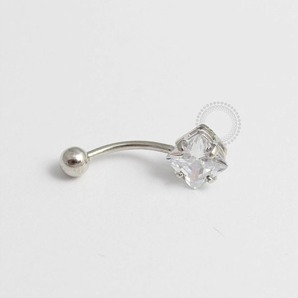 BN23 Navel Zirconia Quadrada Banho Ródio