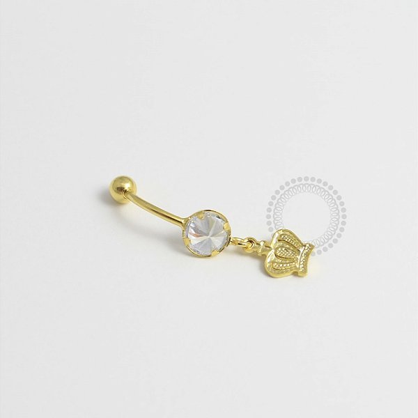 BN36 Navel Pingente Coroa Banho Ouro