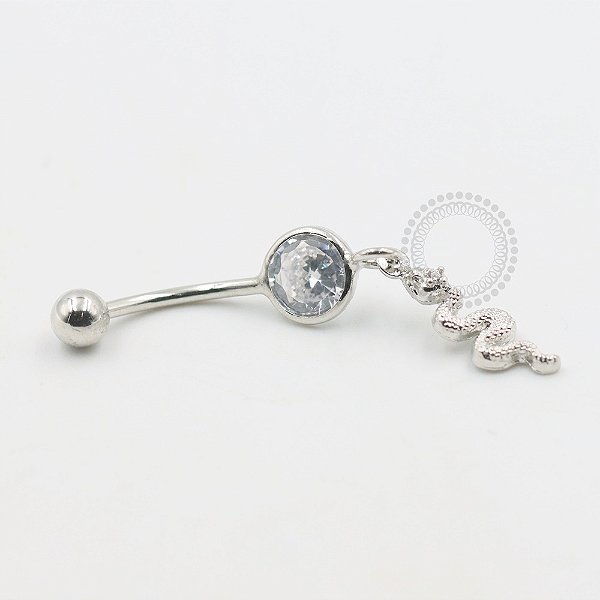 BN42 Navel CZ Pingente Cobra Banho Ródio