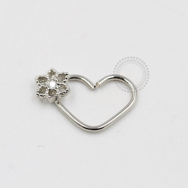 CR23 Daith Coração Flor de Lótus Banho Ródio