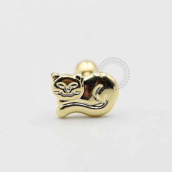 MB14 Microbell Reto Gato Deitado Banho Ouro