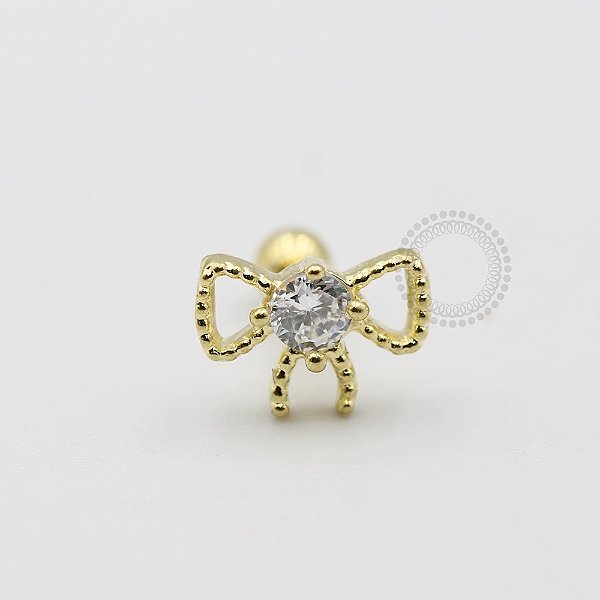 MB36 Microbell Laço Zirconia Banho Ouro