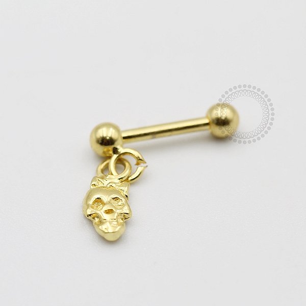 MB57 Microbell Pingente Caveira Banho Ouro