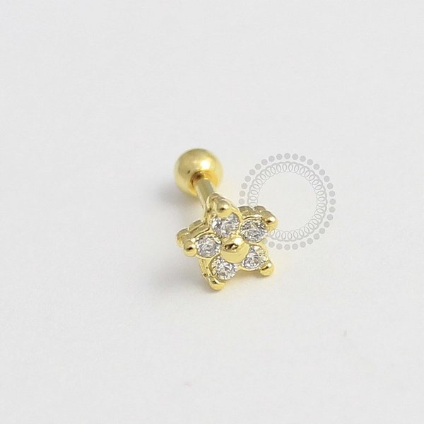 MB71 Microbell Flor CZ M Banho Ouro