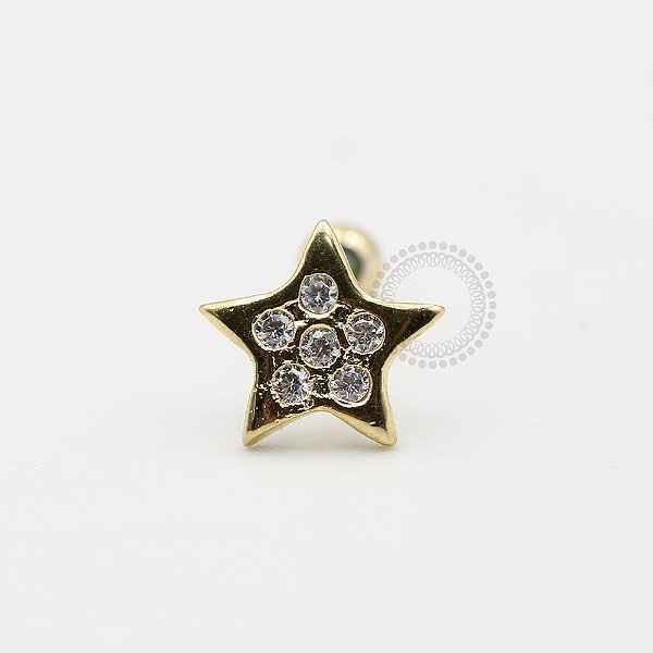 MB74 Microbell Estrela Cravejada G Banho Ouro
