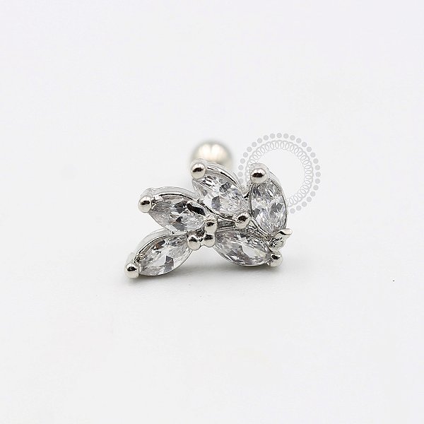 MBA13 Microbell Cluster Folhas CZ Banho Ródio