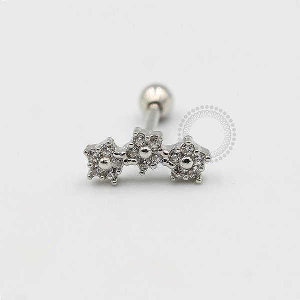 MBA16 Microbell Cluster 3 Flores CZ Banho Ródio