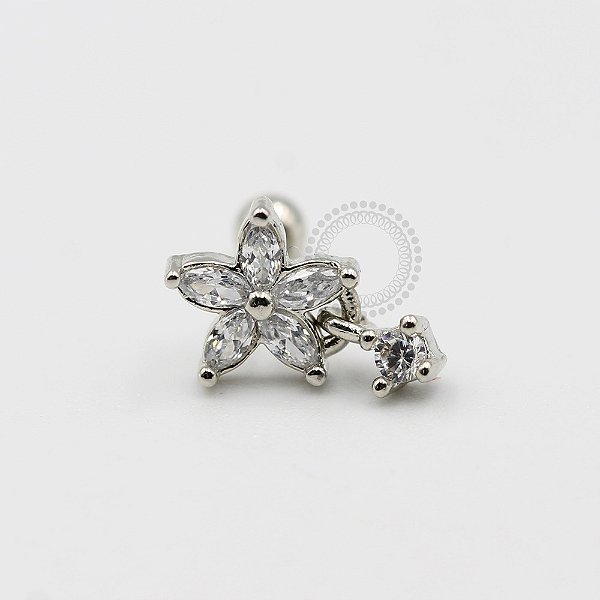 MBA39 Microbell Flor Pingente Banho Rodio