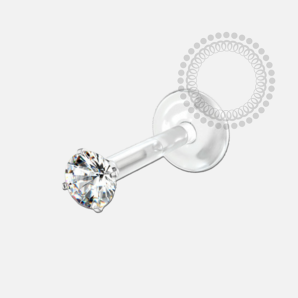 BF08 Labret Silicone Topo Zirconia Titânio