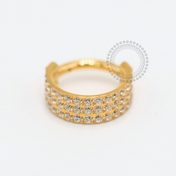 TN1846 Segmento Triplo Cravejado Titânio PVD Gold