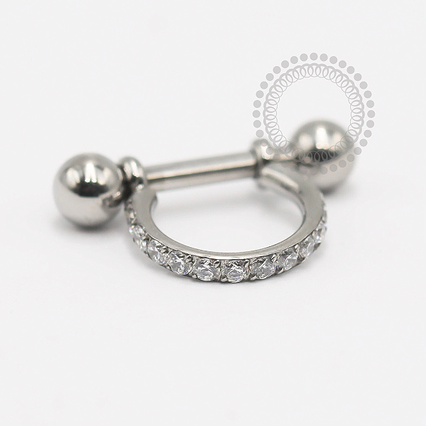 TN1875 Argola Conch Cravejada Titânio ASTM F-136