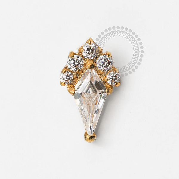 TN1891 Topo Indiano CZ Cristal Titânio PVD Gold