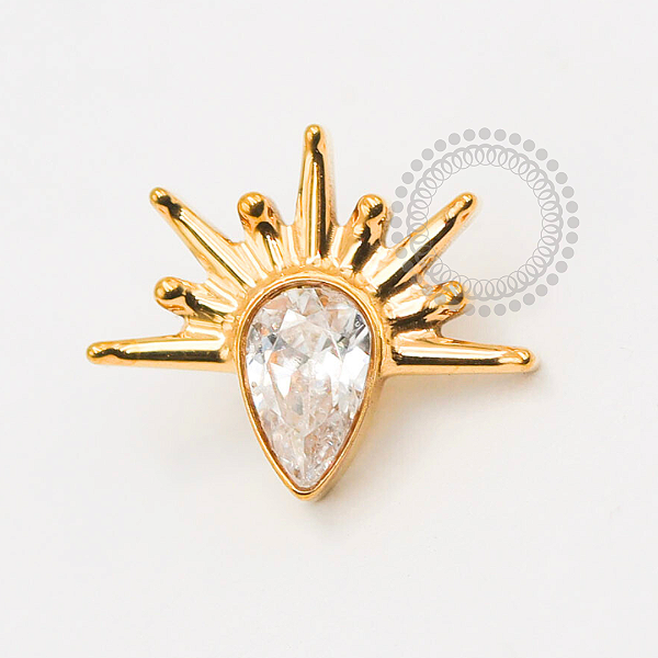 TN1895 Topo Gota Com Raios Titânio PVD Gold