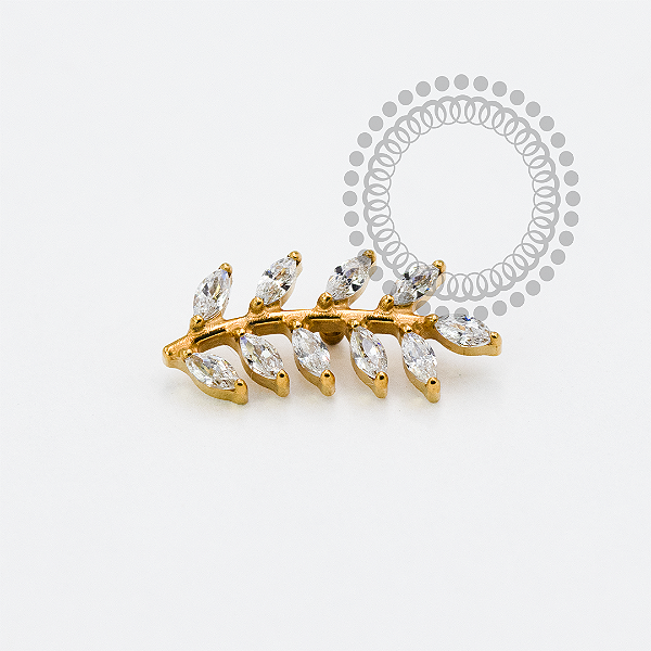 TN1954 Topo Mini Galho 10 Pétalas Titânio PVD Gold