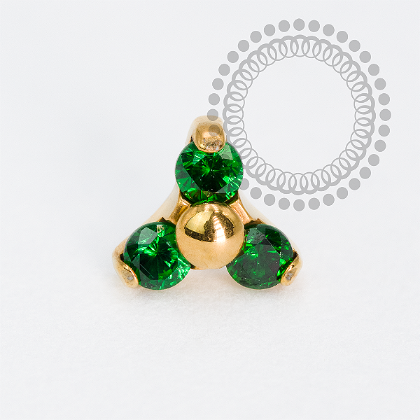 TN1982 Topo Trinity Verde Push Pin Titânio PVD Gold