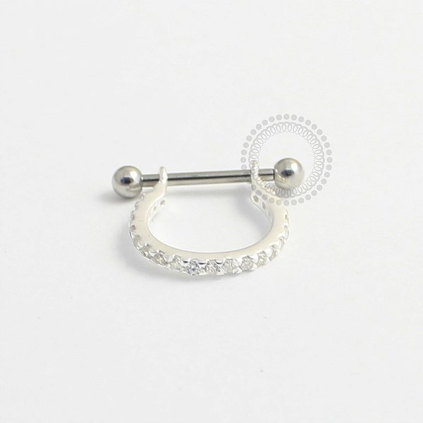 PR03 Argola Conch CZ Haste Aço Prata 925