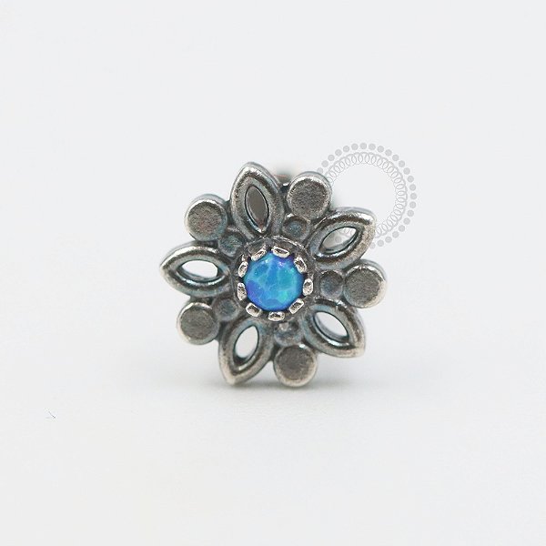 PR24 Labret Flor Opala Prata 925 Haste Titânio