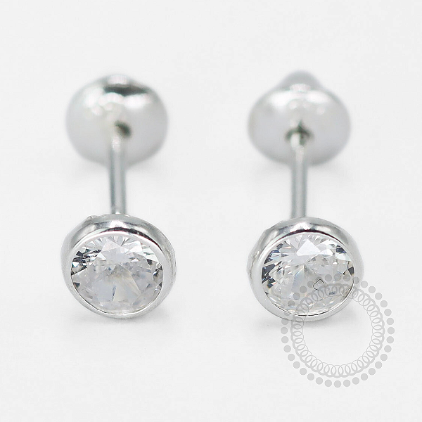 PR36 Brinco Ponto De Luz  Tarraxa Bebê Prata 925