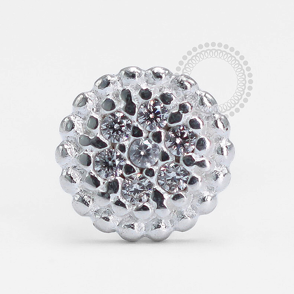 PR43 Microbell Reto Circular Cravejado Prata 925