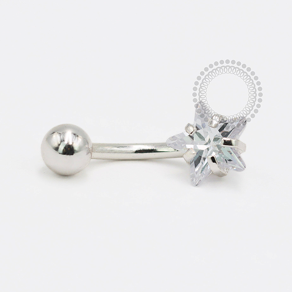 PR47 Navel Zircônia Estrela Prata 925