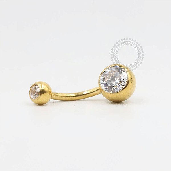 PVD101 Navel Tradicional Zirconia PVD Gold