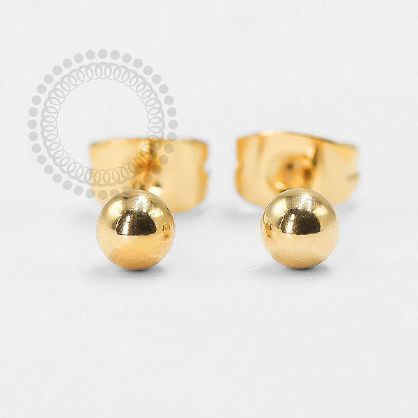 PVD120 Brinco Esfera Lisa Aço PVD Gold