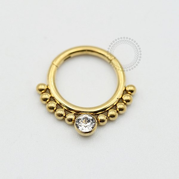 PVD30 Segmento Frontal Esferas 1 CZ Aço PVD Gold