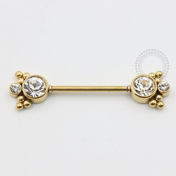 PVD59 Nipple CZ Indiano Push Pin Aço PVD Gold
