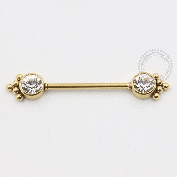 PVD60 Nipple CZ Esferas Rosca Interna Aço PVD Gold