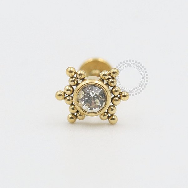 PVD64 Labret Zirconia Esferas Aço PVD Gold