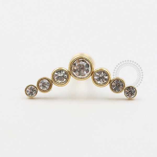 PVD69 Labret Cluster 7 CZ Aço PVD Gold