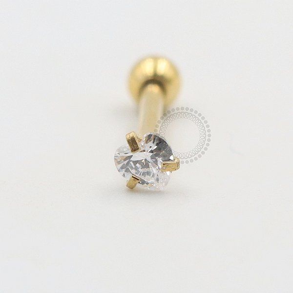 PVD77 Microbell Reto Coração CZ Aço PVD Gold