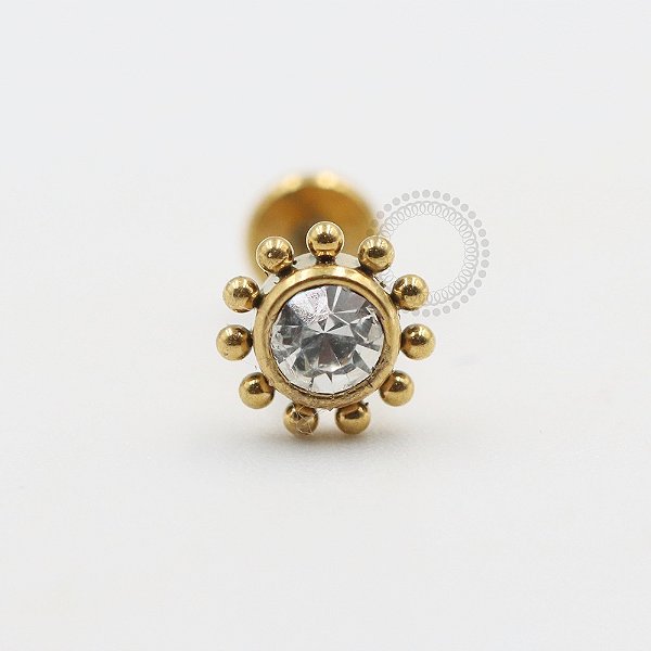 PVD83 Labret Sol CZ Esferas Aço PVD Gold