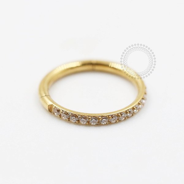 PVD90 Segmento Cravejado 1.0mm Aço PVD Gold