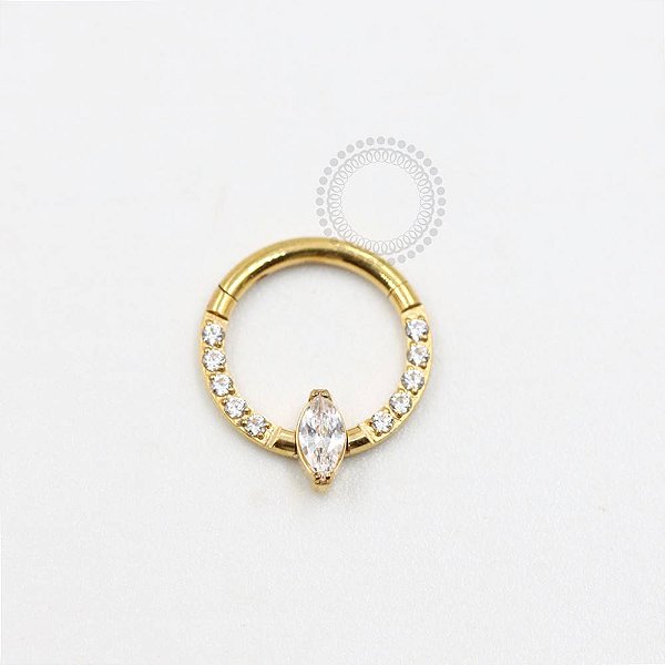 TN1004 Segmento CZ Frontal Navete Central Titânio PVD Gold