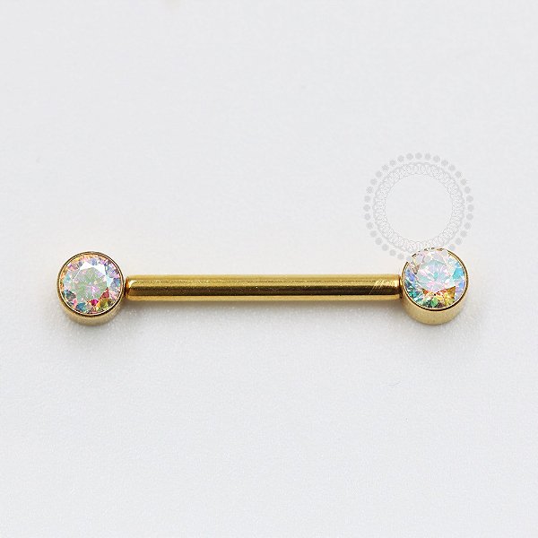 TN1042 Nipple CZ Flat Boreal Push Pin Titânio PVD Gold