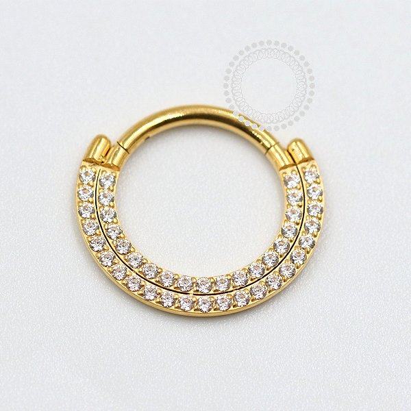 TN1081 Segmento Frontal Cravejado Duplo Titânio PVD Gold