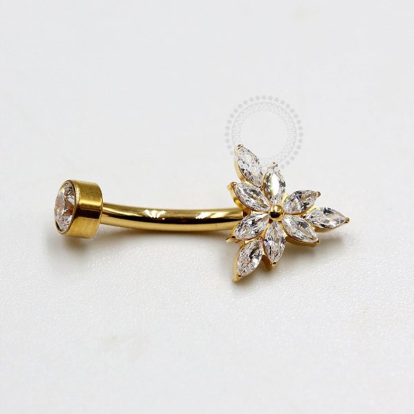 TN1114 Navel Triangular Navetes Titânio PVD Gold