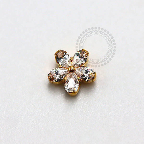 TN1159 Topo Flor Gérbera Titânio PVD Gold