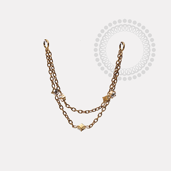 TN1171 Corrente Elo Duplo Zirconias Titanio PVD Gold